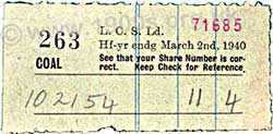 1940s sales chit for calculating dividend; LCS stood for London Co-operative Society, a division of the national Co-op