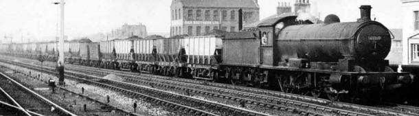 Coal train, common in England in the first half of the 20th century and before, and typically extremely long