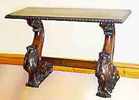 Hall seat made from a broken grand piano - typical of the 'make do and mend' philosophy of the early and mid 20th century