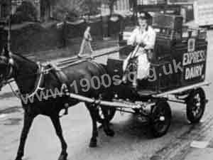 Horse-drawn milk deliveries in World War Two