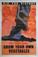 small image - WW2 poster encouraging households to grow their own vegetables, 'Dig for Victory'.