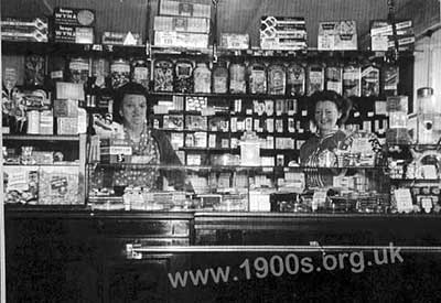 Inside a typical 1940s and 1950s UK sweet shop, where most sweets were weighed out for each customer from large glass jars