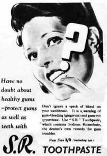 Advert for SR toothpaste in a 1943 magazine