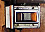 Detail of the very stiff internal latch/hnadle of train doors, common in 1940s and 1950s Britain