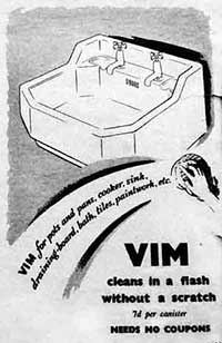 Advert for Vim scouring powder, 1943
