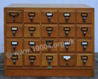 Old wooden index card box