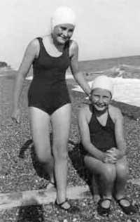Swimming costumes and swimming caps, 1950s