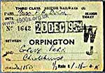 Front of 1954 UK train season ticket