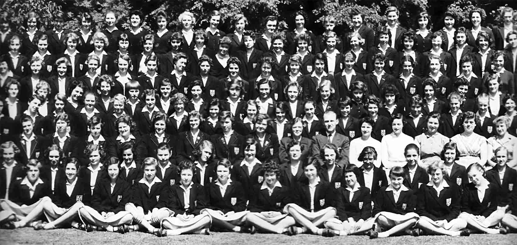 Second left section of the 1957 School photograph for Copthall County Grammar School