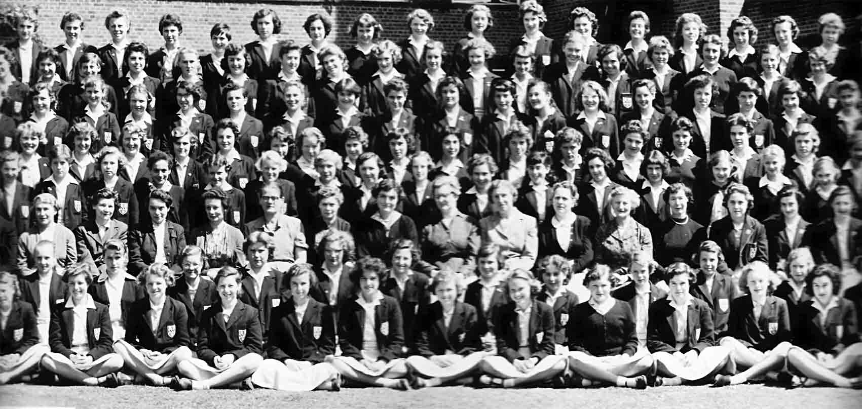Fourth left section of the 1957 School photograph for Copthall County Grammar School