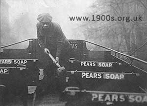 early 20th century open top bus advert