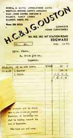 1938 document showing price for a mirror and a table, thumbnail