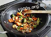 Vegetables, sausages and stuffing for bubble and squeak