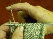 How the right hand needle is held for most stitches
