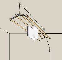 Diagram showing the working parts the dryer/airer which could hoist clothes up out of the way for drying or airing