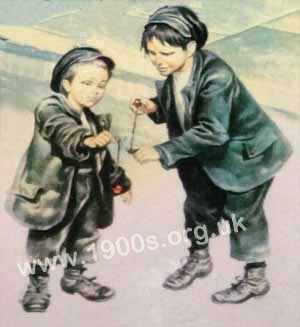 children playing conkers, early 20th century