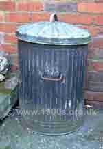 A typical galvanised dustbin as used in the early 1900s