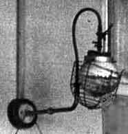 Gas lamp in a school hall in the 1930s
