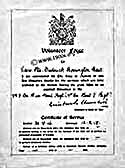 Certificate with signature of Winston Churchill for services rendered in the WW1 Volunteer Force, thumbnail