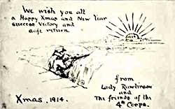 Inspirational WW1 Christmas card for the troops in World War One