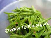 Prepared runner beans ready for freezing, salting&nbsp;or cooking.